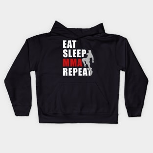 MMA Mixed Martial Arts Octagon Fighters Kickboxing Eat Sleep MMA Repeat Kids Hoodie